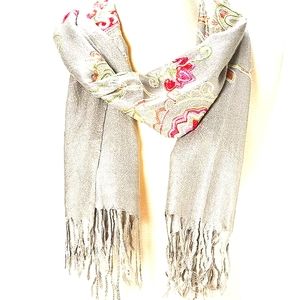 ITALMODE 🐰Gray Paisley Embroidered Scarf